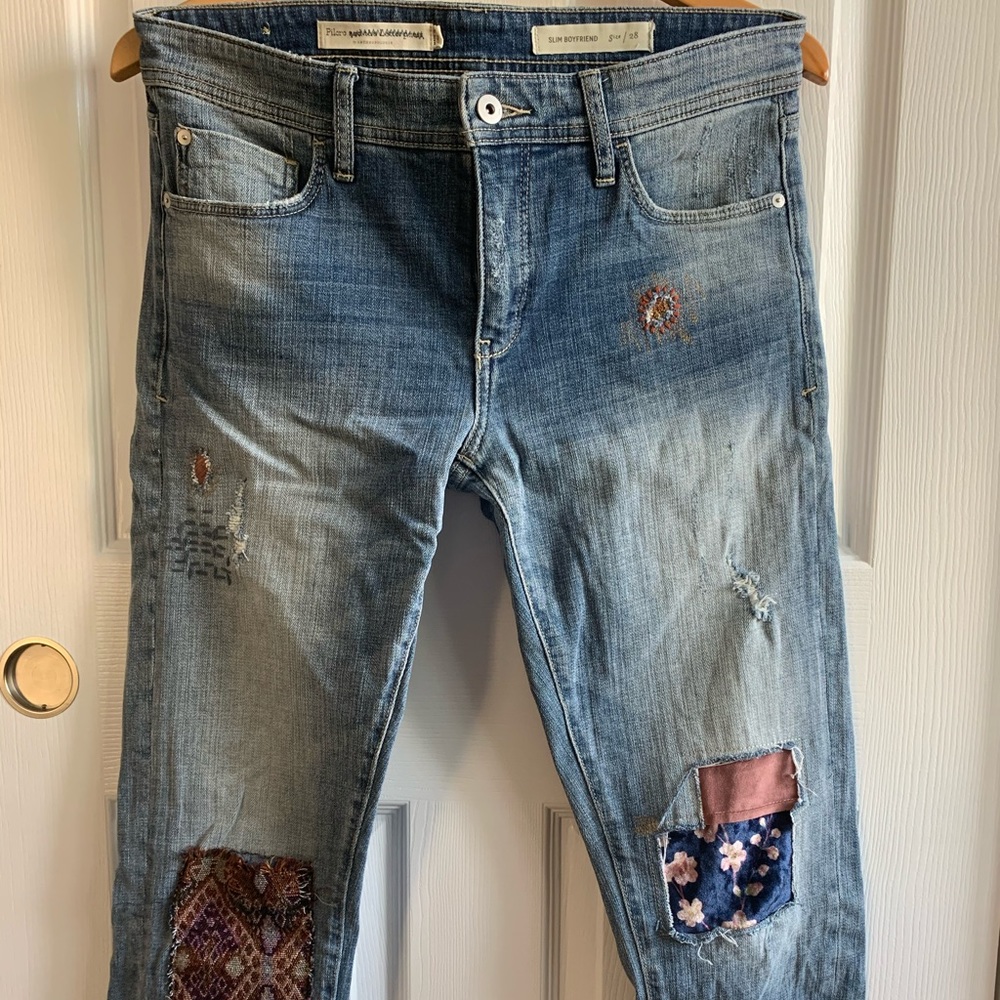 Pilcro patchwork slim boyfriend jean size 28
